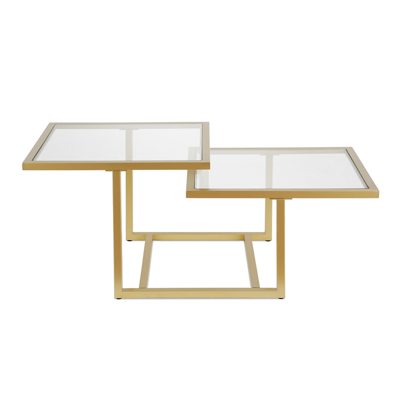 Henn&Hart Metal Two-Tier Glass Top Gold Coffee Table