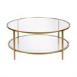 Henn&Hart Round Metal Base Coffee Table in Brass with Glass Top