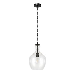 Henn&Hart 11&quot Blackened Bronze Metal/Glass Pendant