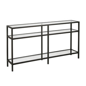 Henn&Hart 55&quot Blackened Bronze Metal/Glass Console Table
