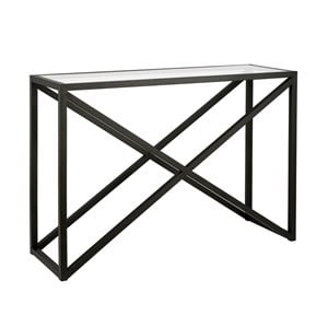 Henn&Hart 42&quot Blackened Bronze Metal/Glass Console Table