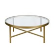 Henn&Hart Round Metal Base Coffee Table in Brass and Gold