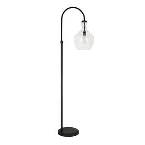 Henn&Hart 12&quot Blackened Bronze Metal/Glass Floor Lamp