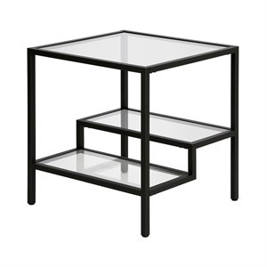 Henn&Hart 20&quot Blackened Bronze Metal/Glass Side Table