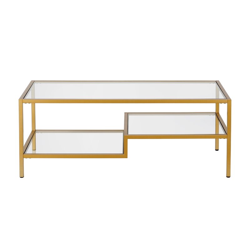 Henn&Hart Metal Ada Double Shelf Coffee Table in Brass and Gold