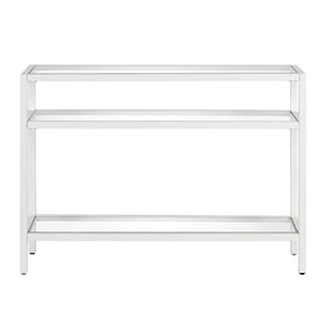 Henn&Hart 42&quot White Metal/Glass Console Table