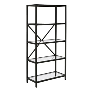 Henn&Hart 30&quot Blackened Bronze Metal/Glass Bookcase