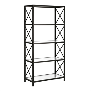 Henn&Hart 30&quot Blackened Bronze Metal/Glass Bookcase