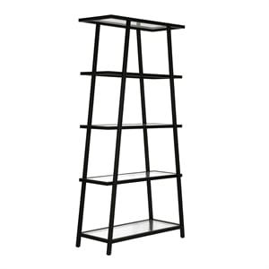 Henn&Hart 34&quot Blackened Bronze Metal/Glass Bookcase
