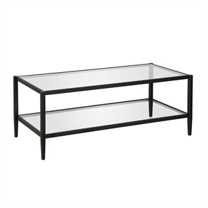 Henn&Hart Mid Century Metal Frame Coffee Table in Black and Bronze w/Glass Top