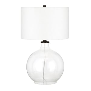 Henn&Hart 15&quot Clear Glass/Blackened Bronze Glass/Fabric Table Lamp