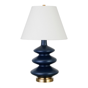 Henn&Hart 16&quot Blue Metal/Glass/Fabric Table Lamp