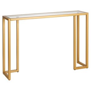 Henn&Hart 42&quot Brass Metal/Glass Console Table