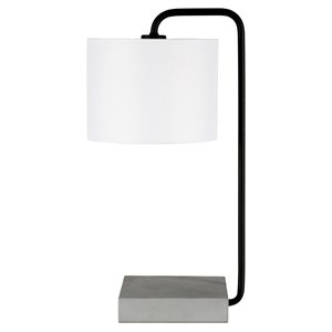 Henn&Hart 10&quot Blackened Bronze/Concrete Metal/Concrete/Fabric Table Lamp