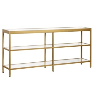 Henn&Hart 64&quot Brass Metal/Glass Console Table