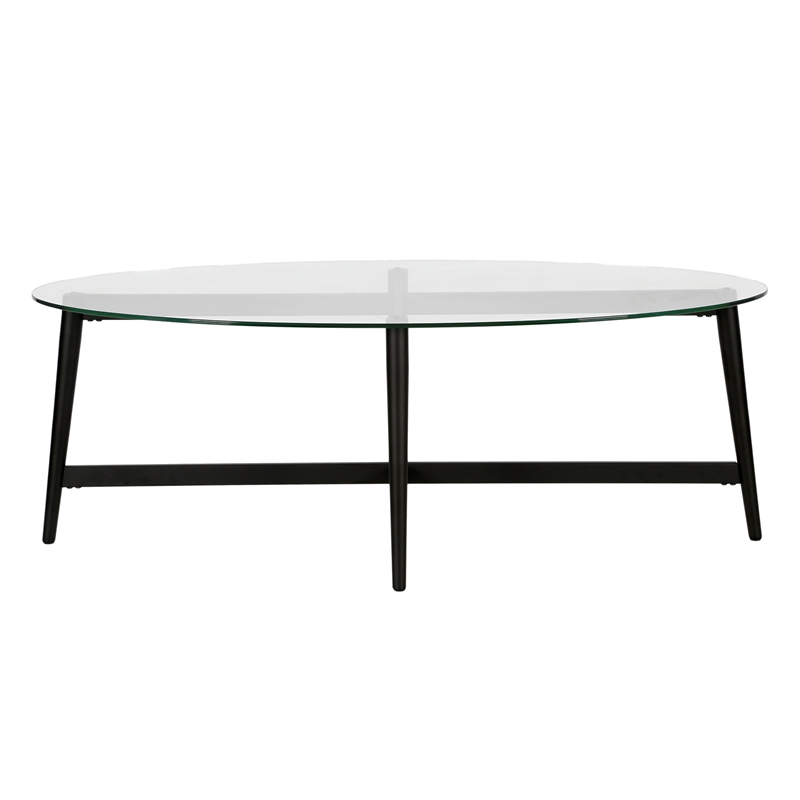 Henn&Hart Mid-Century Metal Blackened Bronze and Glass Coffee Table