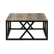 Henn&Hart Traditional Square Geometric Metal Coffee Table with Gray Oak Wood Top