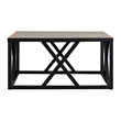 Henn&Hart Traditional Square Geometric Metal Coffee Table with Gray Oak Wood Top