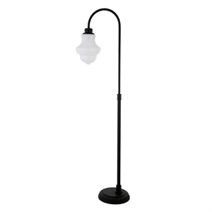 Henn&Hart 12&quot Blackened Bronze Metal/Glass Floor Lamp