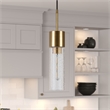 Henn&Hart Industrial Metal Brass and Gold Pendant with Seeded Glass Shade