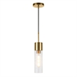 Henn&Hart Industrial Metal Brass and Gold Pendant with Seeded Glass Shade