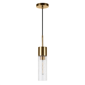 Henn&Hart Industrial Metal Brass and Gold Pendant with Seeded Glass Shade