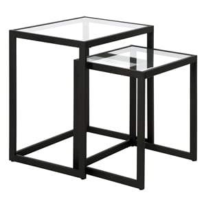 Henn&Hart 22&quot Blackened Bronze Metal/Glass Side Table