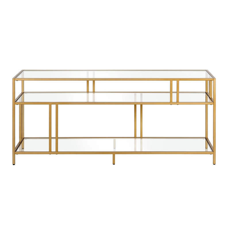 Henn&Hart Metal and Glass TV Stand For TVs Upto 55