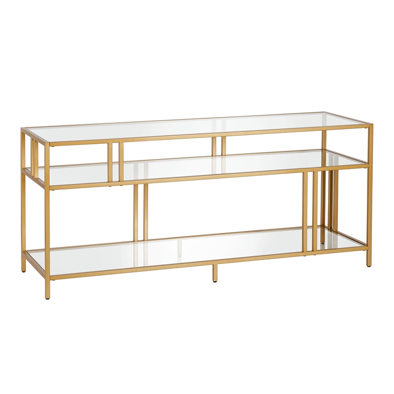 Henn&Hart Metal and Glass TV Stand For TVs Upto 55