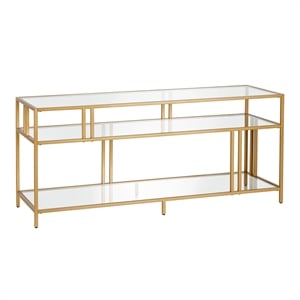 Henn&Hart Metal and Glass TV Stand For TVs Upto 55&quot in Brass