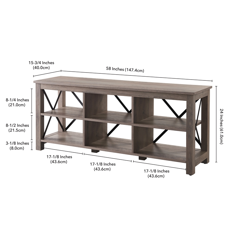 Henn&Hart Metal and Wood TV Stand For TVs Upto 58