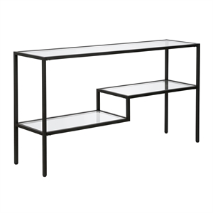 Henn&Hart 55&quot Blackened Bronze Metal/Glass Console Table
