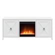 Henn&Hart White TV Stand with Crystal Fireplace Insert