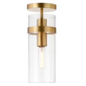 Henn&Hart 5&quot Brass Metal/Glass Semi Flush Mount