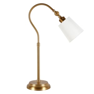Henn&Hart 7&quot Brushed Brass Metal/Fabric Table Lamp