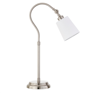 Henn&Hart 7&quot Brushed Nickel Metal/Fabric Table Lamp