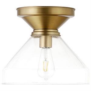 Henn&Hart 12&quot Brushed Brass Metal/Glass Semi Flush Mount