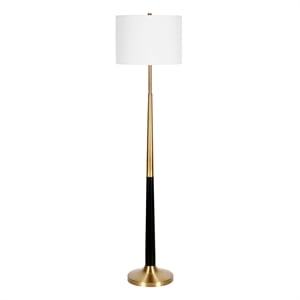 Henn&Hart 15&quot Brass/Matte Black Metal/Fabric Floor Lamp