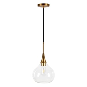 Henn&Hart 9&quot Brass Metal/Glass Pendant