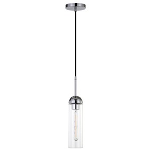 Henn&Hart 3&quot Polished Nickel Metal/Glass Pendant