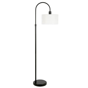 Henn&Hart 14&quot Blackened Bronze Metal/Fabric Floor Lamp