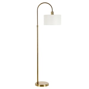 Henn&Hart 14&quot Antique Brass Metal/Fabric Floor Lamp