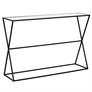 Henn&Hart 45&quot Blackened Bronze Metal/Glass Console Table