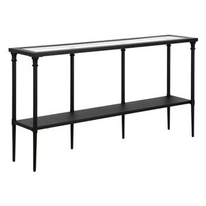 Henn&Hart 55&quot Blackened Bronze Metal/Glass Console Table