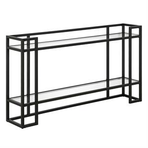 Henn&Hart 52&quot Blackened Bronze Metal/Glass Console Table