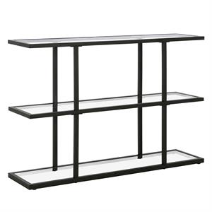 Henn&Hart 42&quot Blackened Bronze Metal/Glass Console Table