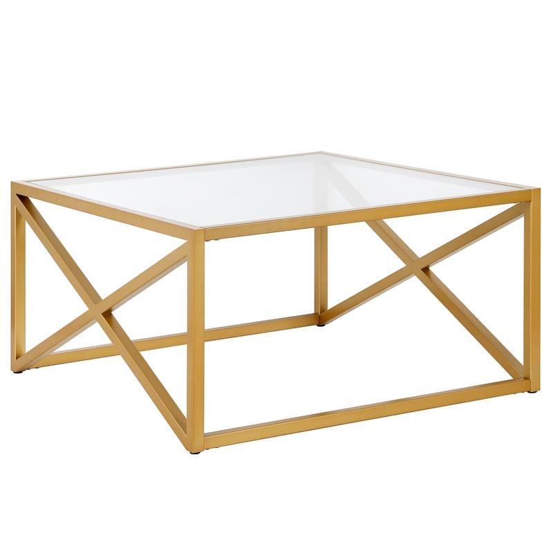 Henn&Hart Square Brass Finish Coffee Table