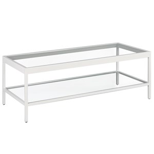 Henn&Hart 45&quot Steel and Tempered Glass Coffee Table in White