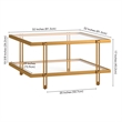 Henn&Hart Brass Finish Square Coffee Table
