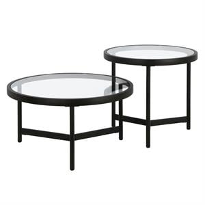Henn&Hart 30&quot Blackened Bronze Metal/Glass Coffee Table